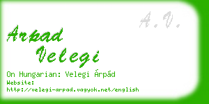 arpad velegi business card